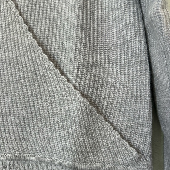 Revolve One Grey Day | Gray V-Neck Cashmere Wrap Sweater - Picture 4 of 7
